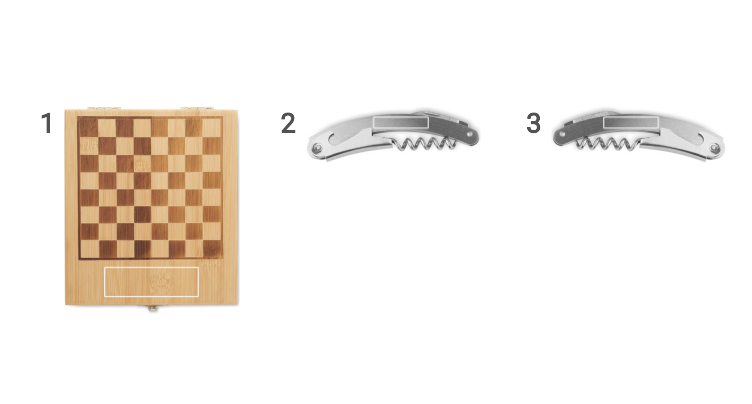 Chesset Weinset mit Schachspiel, Holz