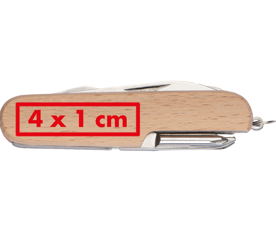 Taschenmesser aus Edelstahl mit Holzummantelung, beige