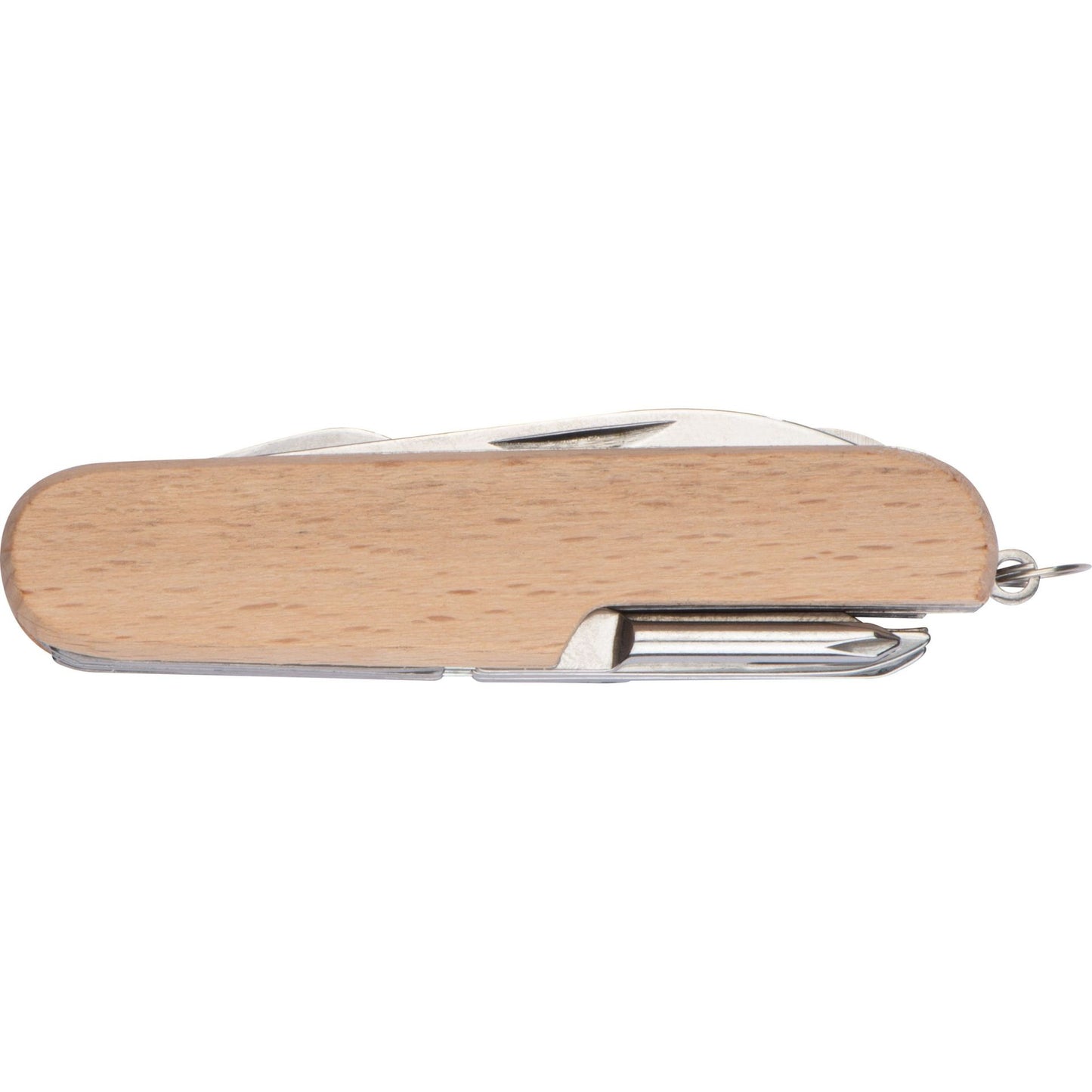 Taschenmesser aus Edelstahl mit Holzummantelung, beige